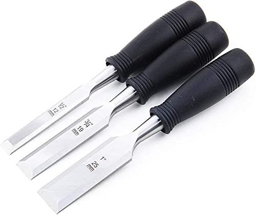 OITTo Hardened Steel Wood Chisel(1/2,3/4,1) Bevel Edge Wood Carving Chisel Set for Woodcarving, Carpentry, Sculpting, Framing, Woodturning, Touching Up Furniture, Crafts & DIY