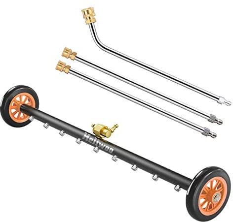 Heliwoo Undercarriage Pressure Washer Attachment, Upgrade 30 Inch Power Washer Water Broom with 9 Nozzles, Dual-Function Underbody Car Wash Surface Cleaner with 3 Pieces Extension Wand- 4000PSI