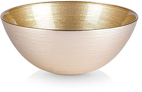 Vilde Saladier en verre pour salade en verre doré rond 15 cm 600 ml