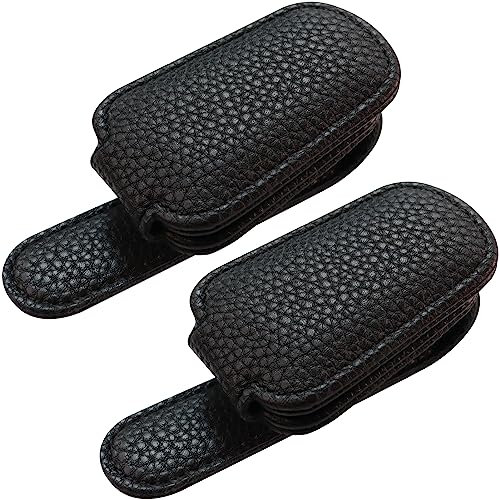 Gbivbe Porta Occhiali Auto Portaocchiali Auto, 2 Pezzi Supporto Occhiali da Sole Auto Pelle Clip Accessori Occhiali, per Occhiali Sole da Auto, Biglietti (Nero)