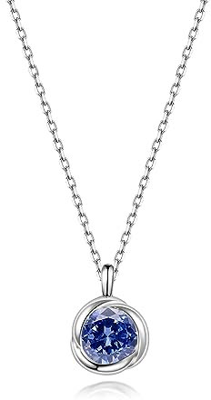 immobird Kette Damen 925 Sterling Silber Dezember Geburtsstein Halskette mit Tansanit-Rosenform Damen Mädchen Ehefrau