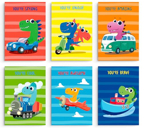 NUBUNI Original Poster | Accessoires und Dekoration | Deko Kinderzimmer | Wanddekoration Kinderzimmer | Poster Kinderzimmer | Gemälde Kinderzimmer | Rahmen Nicht enthalten | Dino with Vehicles