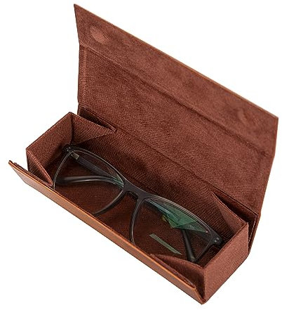 Solo Pelle Faltbares Brillenetui aus echtem Leder, tragbare Brillenbox zum falten, Brillen Etui mit Magnetverschluss Sonnenbrillenetui für Herren Damen Kinder (Clever Cognac Braun)