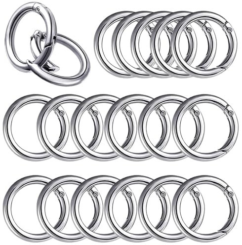 20PCS 28mm Rond Mousqueton, Snap Ressort Anneau Boucle Alliage De Zinc Trousseau Crochet Clips pour Sacs, Sacs à Main, Porte-clés, Travaux Manuels, Argent, Or, Noir, Or Rose