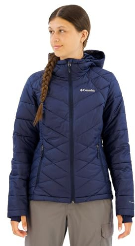 Columbia Womens Heavenly Hooded Puffer Jacket, Collegiate Navy, Medium