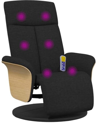vidaXL Massagesessel mit Fußteil Schwarz Stoff