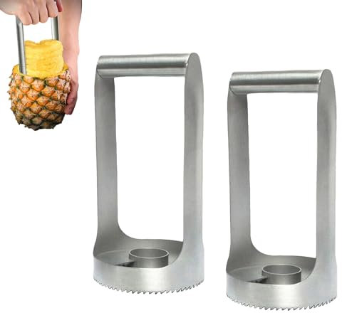 Geonoy Coupe Ananas en Acier Inoxydable, Vide-Ananas, éplucheur pour Un Retrait Facile du Noyau, Machine à Tirer avec Anneau de Couteau Double Couche à Haute efficacité, Outil de Cuisine