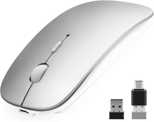 AE WISH ANEWISH Kabellos Bluetooth Maus with USB-C-Adapter fur iPad/iPhone/Mac/PC/Laptop/Tablet Wiederaufladbare Leise Mini Maus Kabellos 3 DPI Einstellbar
