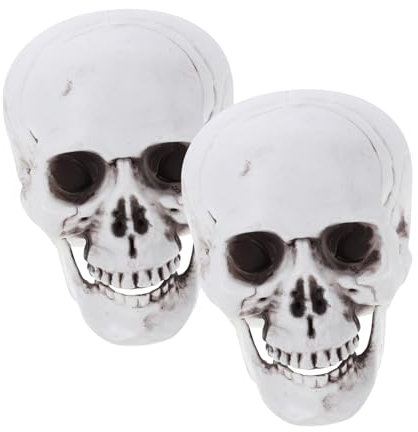 CIYODO 2Stücke Halloween Kunstschädel Gruselige Schädel Ornament für Spukhaus Deko Partybedarf Realistische Halloween Dekoration für Innenräume Gruselige Skelett Deko