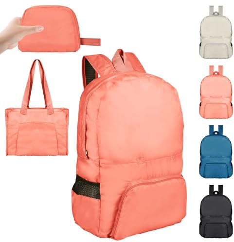 Petit sac à dos pliable ultra léger de 25 L, résistant à l'eau, durable, pliable pour femmes et hommes, pour l'extérieur, le camping, la randonnée, les voyages, la marche, le vélo, le shopping, rose,