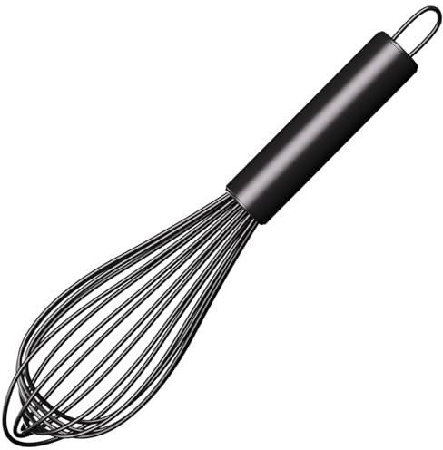 Maxjoy Silicone Whisk,Wire Whisk Stainless Steel Heat Resistant,Kitchen Small Whisks for Cooking Non Scratch,Balloon Egg Beater Easy for Blending,Stirring,Frothing,Wisking Tool 11-Inch,Black