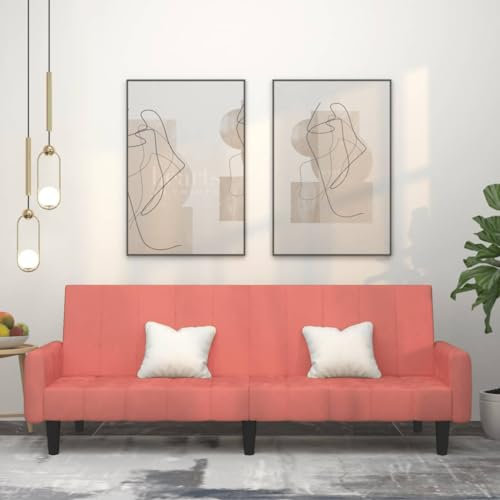 Rantry Divano Letto a 2 Posti Rosa in Velluto,Mobile Divano Giardino, Divano Letto Sofà Soggiorno Divanoletto, Divani Esterno, Salotto Terrazzo Esterno Arredamento u
