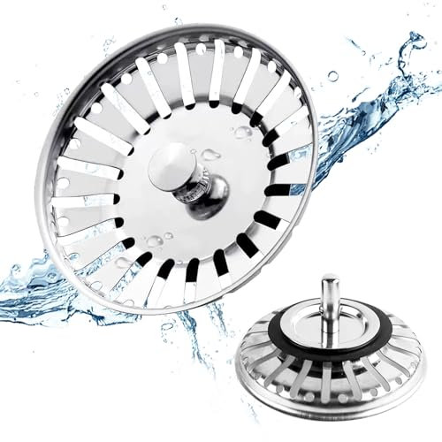 1 Pieza Tapón de Fregadero Filtro de Cocina, Tapón de desagüe de colador Grueso, Filtro Fregadero, Colador de Fregaderos de Acero Inoxidable,para Cocina,residuos de Filtro y Evitar el Bloqueo 84mm.
