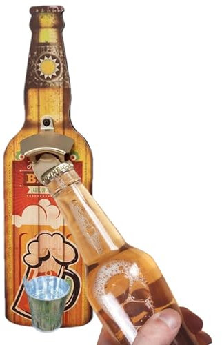 Abrebotellas de pared con receptor, abrelatas de pared, abrelatas de lata colgante, abridor de botellas con colector de tapas, abrelatas de cerveza de pared vintage para hombres