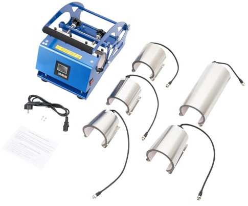 CCAUUB 6 In1 Tassen Presse Becher Heißpresse Transferpresse Tasse Backformmaschine, 600W DIY Tumbler Becher Heizpresse Maschine mit 6 Untersetzern, Wärmeübertragung Sublimation Cup Press