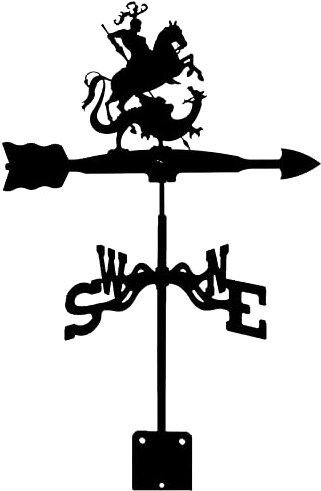 LaYiQimn Wetterfahne Schwarze Windfahne, Ritter und Drache, Wetterfahne, Retro-Metalldekoration, Windrichtungsanzeiger, Dachinstallation für Gartendekoration und Hofdekoration