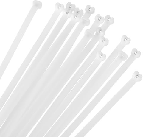 sourcing map Cable Zip Ties 550mm x 10mm, 50 Pcs Metal Tooth Self-Locking Wire Ties for Cord Management Indoor Outdoor, Tensile Strength 120 lbs, White