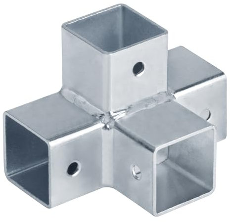 4PCS 1 X 1 X 1 X 1 Square Tube Connector, 4 Way Square Tube Structural Fitting 90 Degree Corner Joints Fence Handrail Guardrail Rails Clamps, 1.2mm Thickness