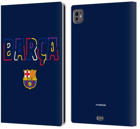 Head Case Designs Offizielle FC Barcelona Neon Barca Graphics Leder-Wallet-Hülle Kompatibel mit Apple iPad Pro 11 M4/M5 2024/2025