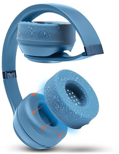 WC SweatZ Solo - Patented Earpad Sweat Covers for Beats Solo 4, Solo 3 & Solo 2, Made by Wicked Cushions | Sweatproof & Machine Washable | Blue Slate