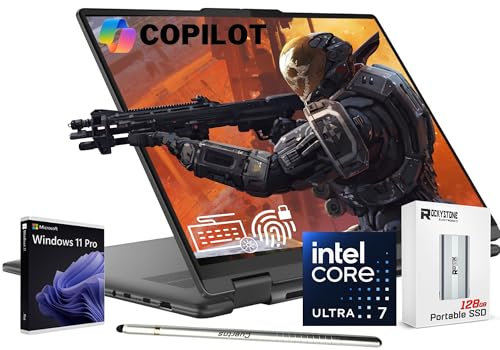Lenovo 2024 Yoga 7i 2-in-1 AI Laptop, 16 WUXGA Touch, Intel 12-Core Ultra 7 155U (Beat i7-1355U), 16GB LPDDR5X RAM, 1TB SSD, retroilluminato, FP, FHD IR Webcam, AI Copilot, Win11 PRO, W/Portable SSD