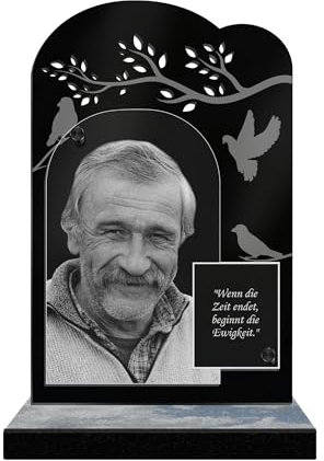 ETERNEL - Personalisierte Grabplatte Vögel Baum für Tiere - Foto und Text anpassbar, lasergravierte Grabplatte zur Ehrung, Plexiglass, Grabplatte, Grabstein, Grabstätte