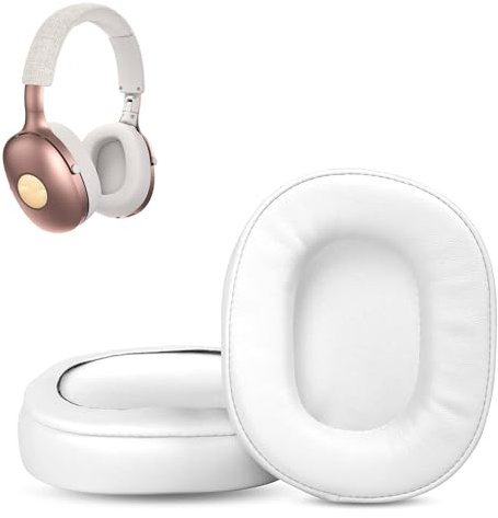HAIZEEN Earpads Compatible with House of Marley Positive Vibration XL ANC Wireless Headphones Ear pads Replacement Cushion(Softer Leather/High Density Foam)(White)