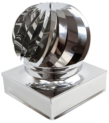 ALLINOX Comignolo Girevole Base Quada Terminale Eolico Acciaio INOX 304 Per Camino (25x25)