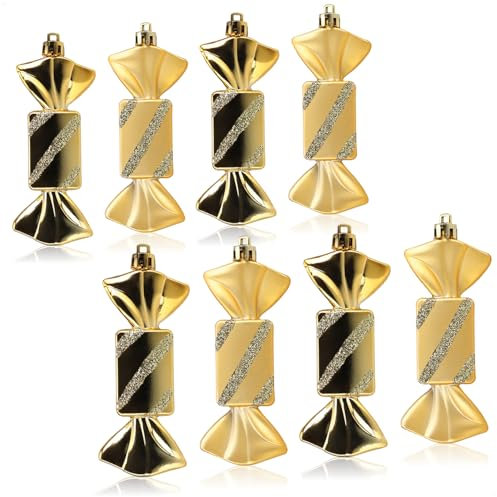 com-four® 8X Christbaumanhänger Bonbon - Weihnachtskugel Geschenkbonbon - Christbaumschmuck in Bonbon-Form für die Weihnachtsbaum-Dekoration - bruchfester Baumschmuck