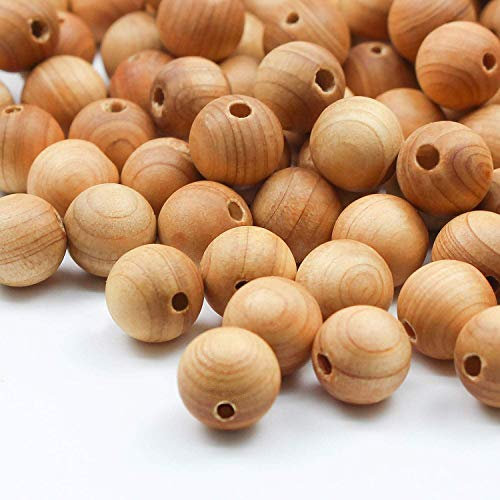 500 Stück 10mm Natürliche Sandelholz Runde Runde Abstandsperlen Schön Handgemachte Polierte Abstandsperlen mit Schnur für Armband Halskette Schmuckherstellung [Chinesisches Thuja Holz (500pcs,6)