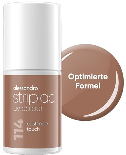 alessandro Striplac UV-Nagellack Cashmere Touch - Deckend & Kratzfest bis zu 15 Tage - Leichtes Auftragen - Schonende Abziehtechnologie - Vegan - Taupe, 6,5ml