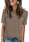 Famulily Womens Elegant Office Work Tops Smart Fitted Long Blouse Short Sleeve Shirts Coffee M