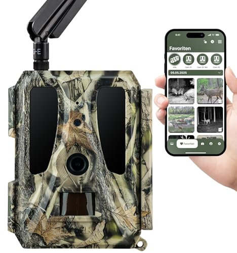 DÖRR Cloud Pro 4G Wildkamera, Überwachungskamera, 100°, Wiederaufladbar 18650, iOS & Android & Web App, 4G Bildübertragung, 24MP Bilder, Full HD 1080P Videos, Echtzeitmodus, Infrarot Blitz, Zeitraffer