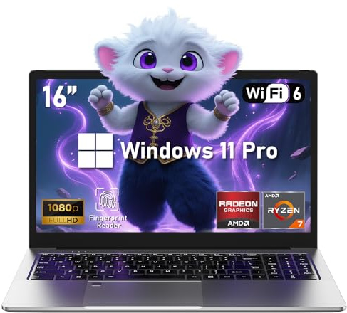 NIAKUN Gaming Laptop,16 Inch Laptop Computer,32GB RAM 1TB SSD,AMD Ryzen 7 5825U (up to 4.5Ghz),AMD Radeon Graphics,16”FHD 1920 * 1080 Display,WiFi 6,BT5.2,Backlit Keyboard