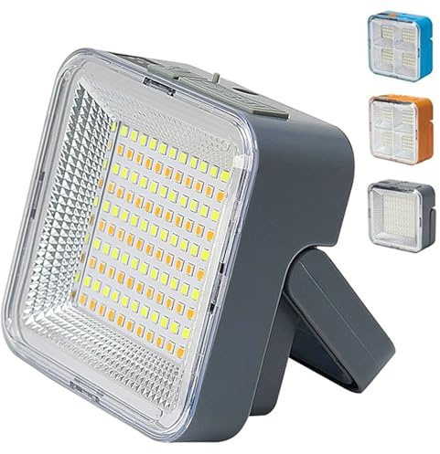 LZTET Faro LED Ricaricabile,2400mah Portatile USB Faretto A Batteria con Pannello Solare,3 modalità,Lampada da Lavoro Ideale per Campeggio,Riparazione,Pesca(Color:Gray)