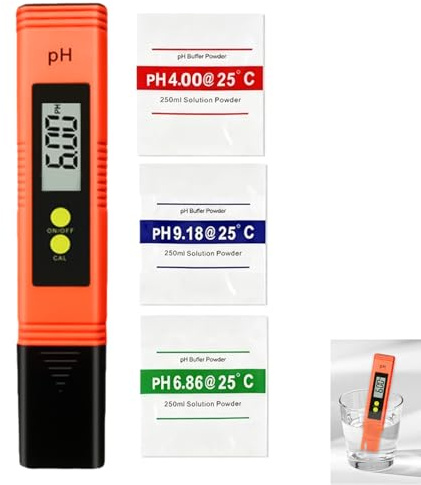 PH Messgerät Digital, PH Meter mit LCD Anzeige, Tragbarer 0.00-14.00, Hohe Genauigkeit ±0,01, Tester Automatische Kalibrierung, Wasserqualitätsprüfer für Trinkwasser Pool Aquarium Labor Hydrokultur