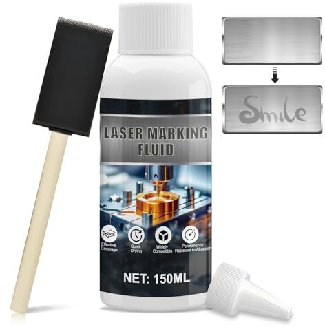 Fluide de Marquage Laser, Poudre de Marquage Laser pour Métaux, Fluide de Gravure Laser, Séchage Rapide Sans Résidus, Convient Gravure Laser Métal, Acrylique, Verre, Acier Inoxydable, 150ml