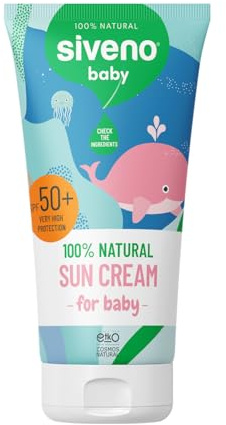 Siveno 100% Natürliche Baby Sonnencreme LSF 50+ | Mineralischer Sonnenschutz mit Zinkoxid für Babys & Kinder | Wasserfest, Vegan & Ohne Parfüm