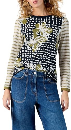 White Stuff Damen-Kurzarmshirt Clara Stripe – Baumwoll-T-Shirt mit Allover-Print für optimalen Alltag