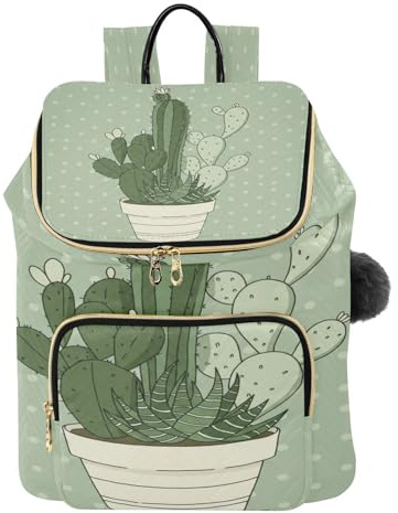 Mnsruu Gesteppter Rucksack für Damen, Kaktus, Reise-Laptop-Tasche mit Gepäckgurt und versteckten Taschen, leicht, lässig, Arbeit, College, Tagesrucksack (29 × 17 × 36 cm)