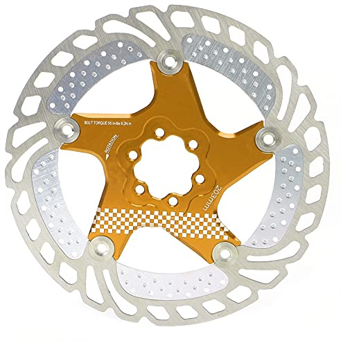 LeBycle Bremskühlscheibe, schwimmender Eisrotor für Fahrrad, 203 mm Cool-Down-Rotor (Gold)