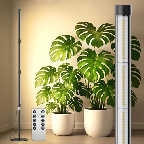SANSI T10 Stehende Pflanzenlampe Vollspektrum, 80W Grow Lampe,Fernbedienung | 168 LEDs, 4/8/12H Timer, 4 Helligkeits, 159–189cm Höhenverstellbar, 4000K Pflanzenlicht für Pflanzenwachstum