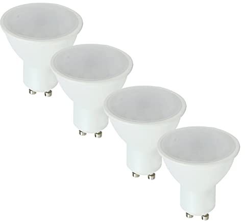 MiniSun | Thermal Plastic 5W Energy Saving LED GU10 Frosted Lens Bulbs | LED Bulbs, Home Décor & Improvement Essential | Pack of 4 | 4500K Cool White