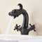 Rozin Grifo para fregadero de baño con forma de dragón doble manijas de un solo agujero Soild latón aceitado bronce cubierta montada