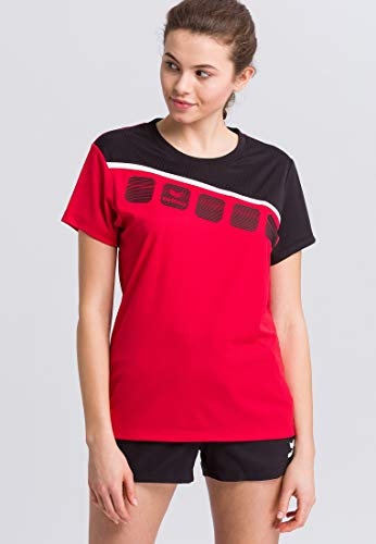 Erima 5-C T-Shirt Damen RotSchwarzWeiss, 48 Damen