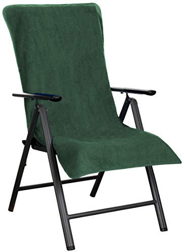 Brandsseller Frottee-Auflage für Gartenstuhl 65x130 cm – XL-Handtuch als Schonbezug für Stuhlpolster aus 100% Baumwolle – rutschfest, waschbar, Öko-Tex – Dunkelgrün