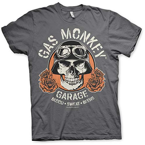 Gas Monkey Garage Officiellement sous Licence Skull T-Shirt pour Hommes (Olive)