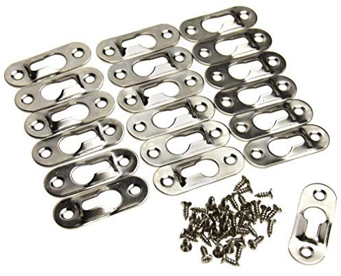 20 PCS Keyhole Hanger Metal Fasteners Rivet Fittings 42mm x 16mm for Picture Frames Mirrors Cabinet Rivet Fittings