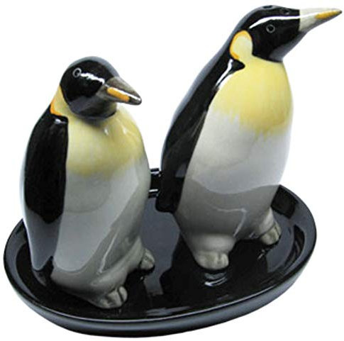 Keramik Salz- und Pfefferstreuer Set, Tiermotiv, Fauna, ca. 13 x 9 cm (Pinguine)
