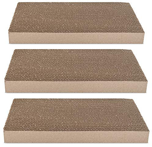 Navaris Set de rascadores para Gato - Juego de 3X Accesorio afilador de uñas para Gatos - Rascador de cartón Corrugado - 3X Arañador de 43 x 24 CM